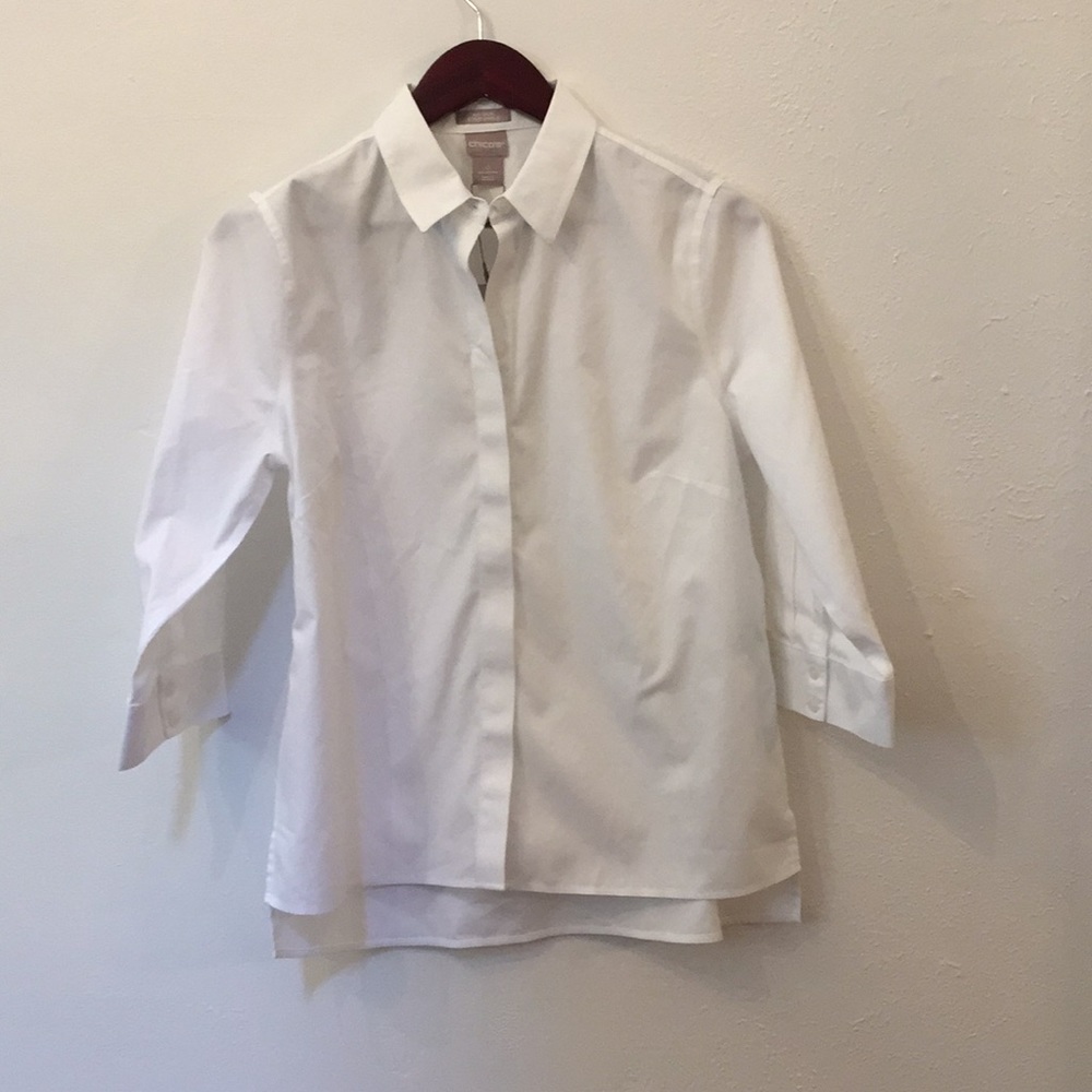 No Iron Stain Shield Step Hem 3/4 Sleeve Shirt